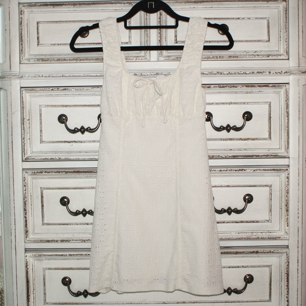 White dress with front bow